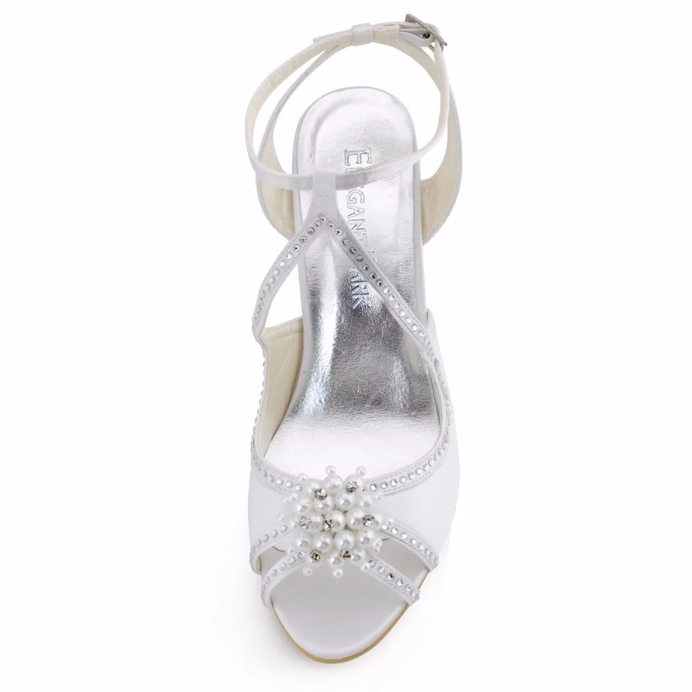 Летние босоножки женские свадебные туфли цвета слоновой кости с жемчугом