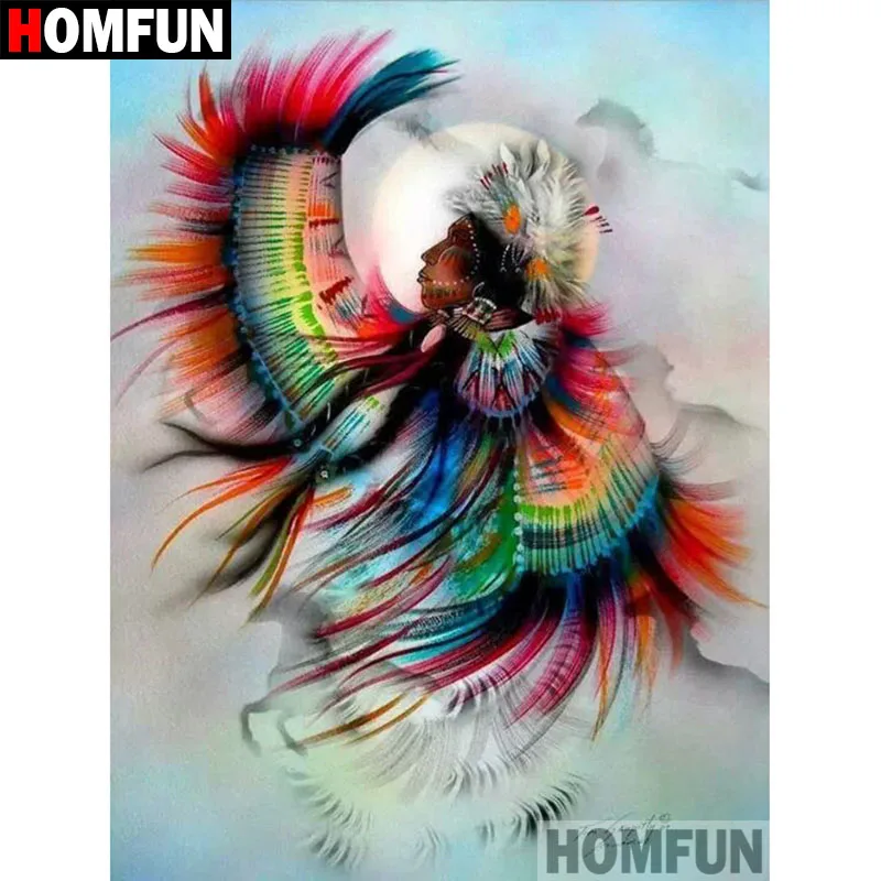Алмазная живопись HOMFUN A08762 индийское перо картина из квадратных/круглых страз