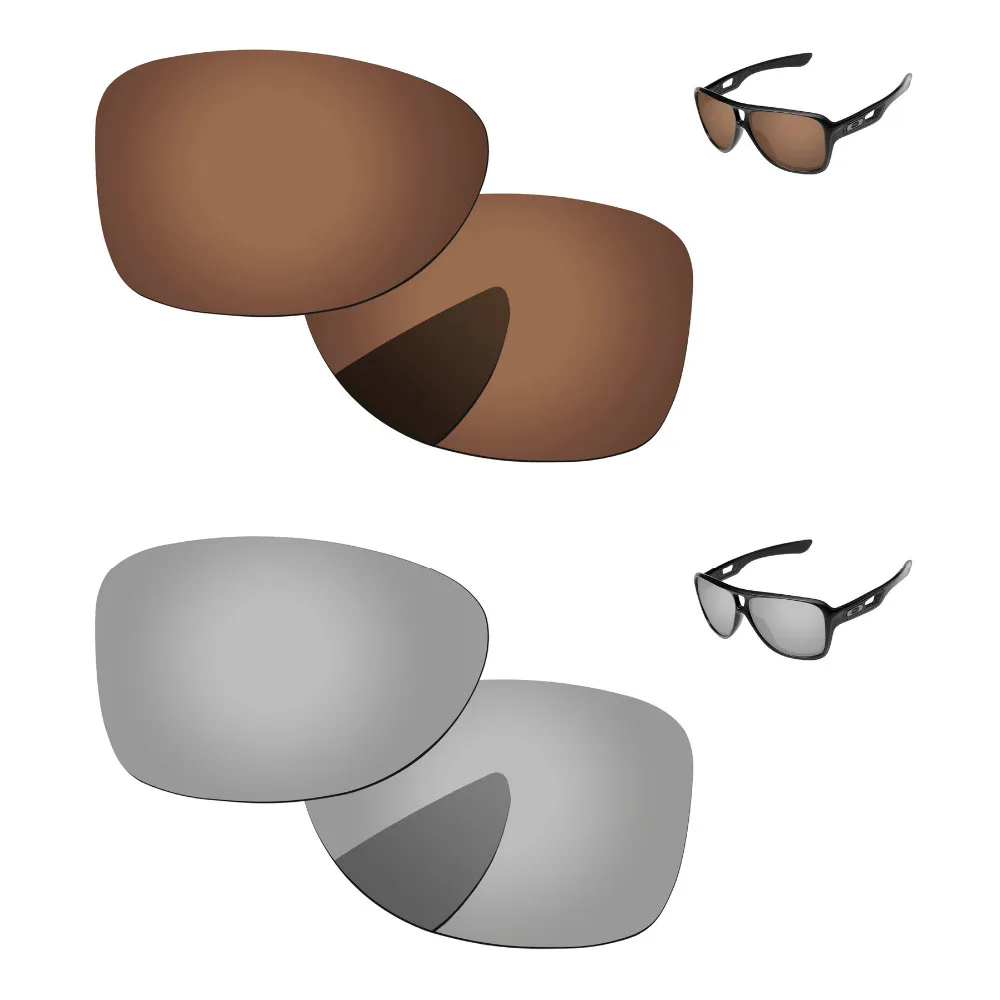 

Хромированные серебристые и медные коричневые 2 пары Поляризованные Сменные линзы для отправки 2 солнцезащитные очки в оправе 100% UVA и UVB Защи...