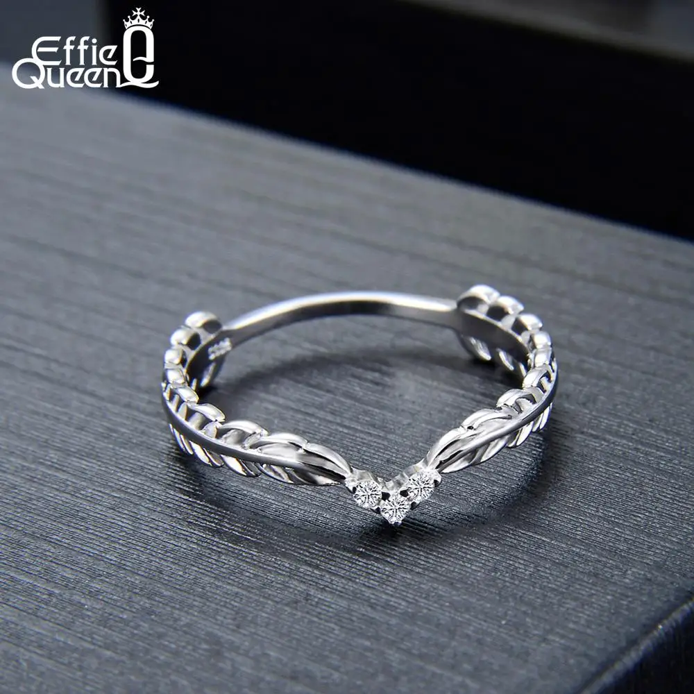 Effie queen, настоящее 925 пробы, серебряные кольца для женщин, с AAA цирконием, в форме листа, обручальное кольцо, серебряное кольцо, ювелирное изделие, Anillos BR121