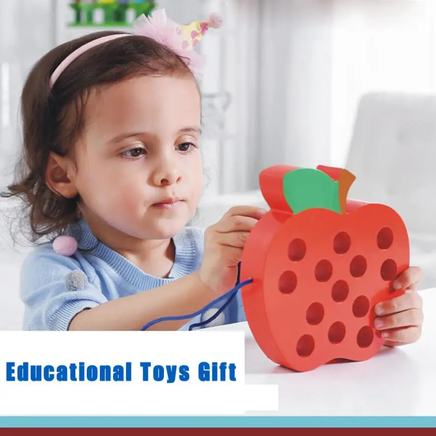 Big Wooden Worm Eat Apple Children's Cater Threading Educational Toys Gift Z906 | Игрушки и хобби
