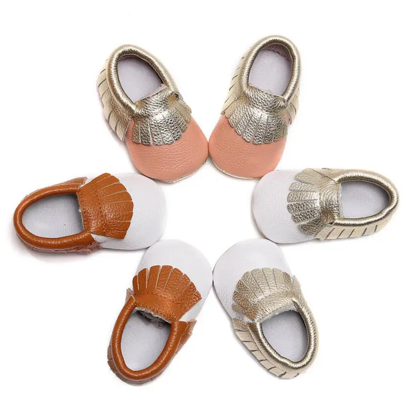 

Mixed colors Genuine Leather infant toddler moccasins for 0-24M boys girls first walker Fringe baby crib shoes soft soled