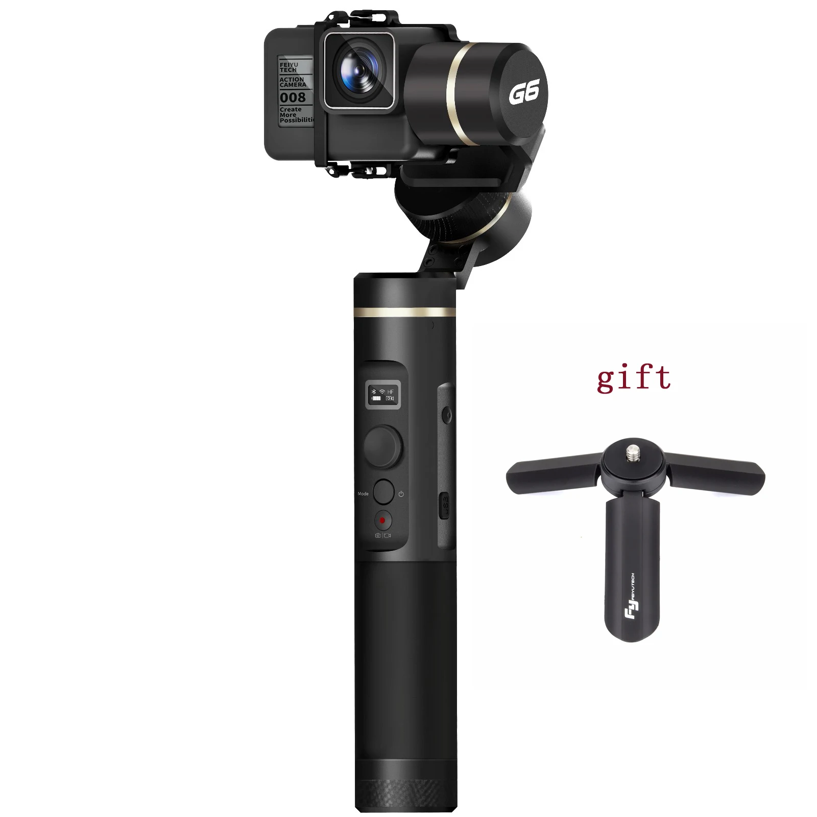 FeiyuTech G6 Gimbal Feiyu экшн-камера Wifi+ синий зуб oled-экран угол для Hero 6 5 4 RX0 с мини-штативом в подарок