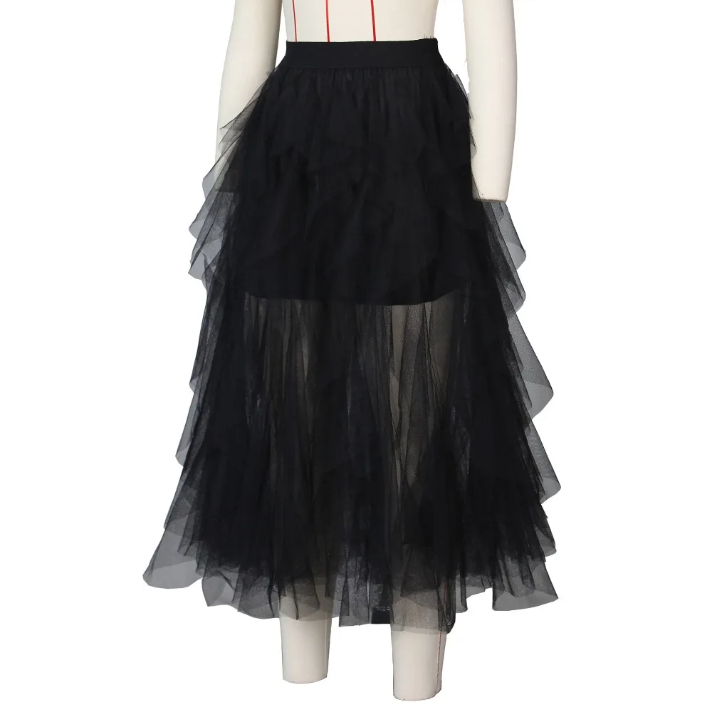 BKLD Summer Fashion Neon Green Casual High Waist Beach Sheer Mesh Skirts Women's Boho Asymmetrical Hot Pink Long Tutu Skirt