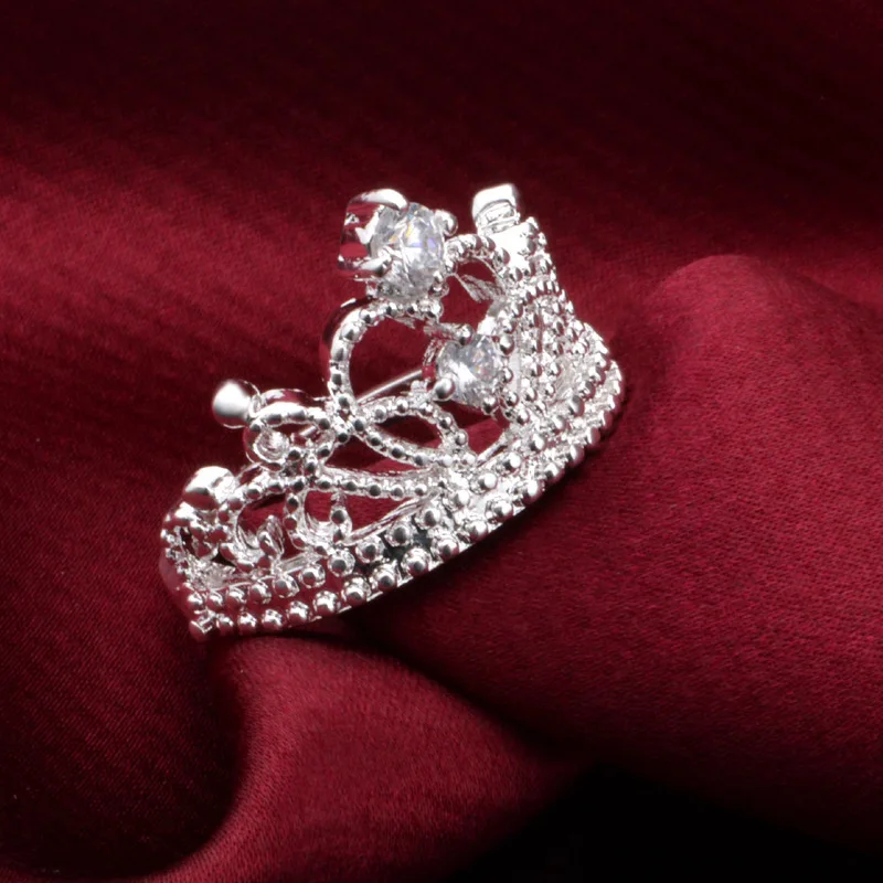 2021 Модный женский Корона кольцо из стерлингового серебра плата Циркон Cz