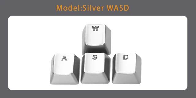 Silver-WASD Для механической клавиатуры MX Axis металлические клавиши на клавиатуру Pervious светильник Keypress WASD стрелка цинковый сплав ключ крышка светильник трансмиссия - Цвет: Silver-WASD