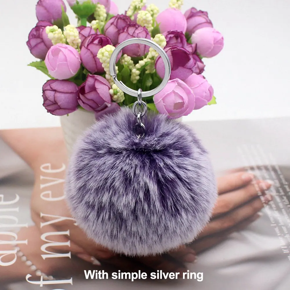 Frost purple 30 цветов пушистый мех помпон брелки мягкий искусственный мех кролика рекс мяч автомобильный брелок помпон Брелки для женщин сумка Подвеска ювелирные изделия Diy - Цвет: Frost purple