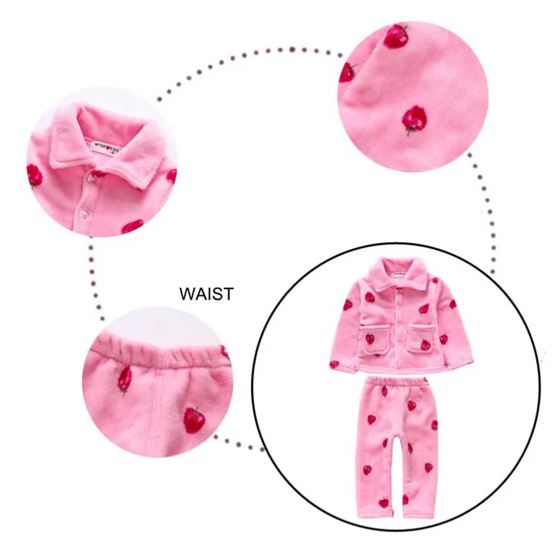 Флисовая одежда для сна CROAL ручной работы девочек зимние детские пижамы