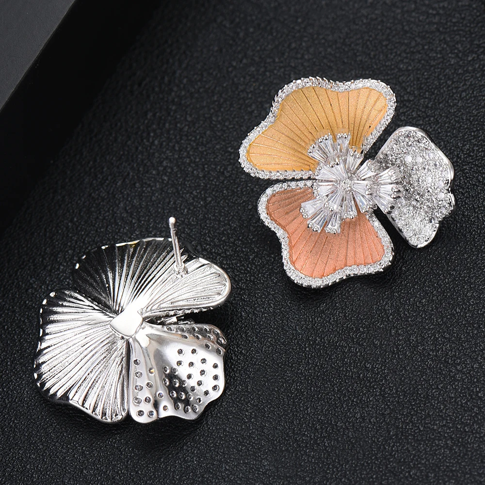 Женские серьги-пусеты GODKI свадебные с кубическим Цирконом и цветами из Дубаи 2019 |