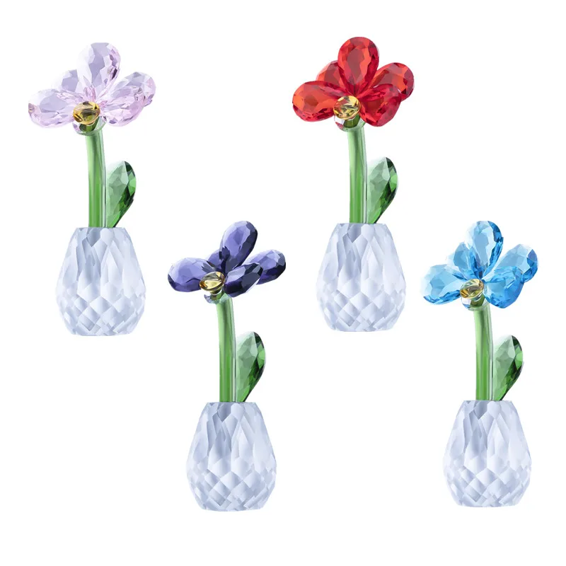 H&ampD Crystal Moth Orchid Flowers Figurines Paperweight Glass Art Table Ornaments Souvenir Home Wedding Decorative Gifts For Her | Дом и сад