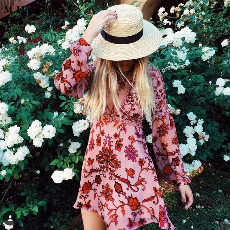 M. H. Artemis винтажное шифоновое короткое вечернее платье с принтом vestidos de festa осеннее