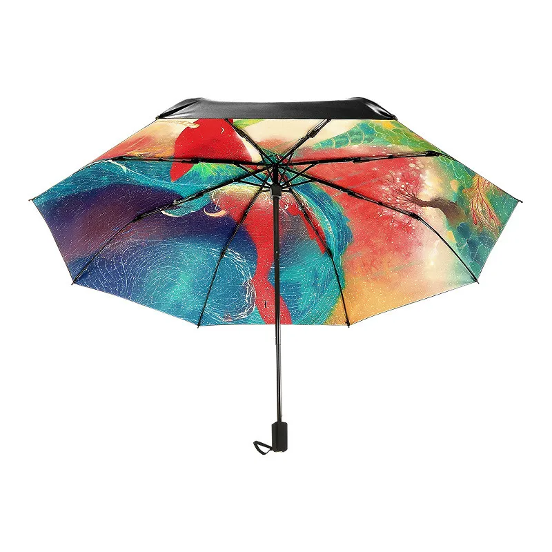

Fashion New Umbrella 3 folding 8K Sun Rain UV Non-Automatic umbrella For Women Painting Art Gorgeous Paraguas umbrella