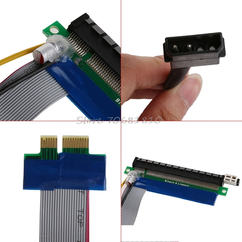 PCI-E 1x до 16x питание PCI Express удлинитель Riser адаптер карты гибкий кабель