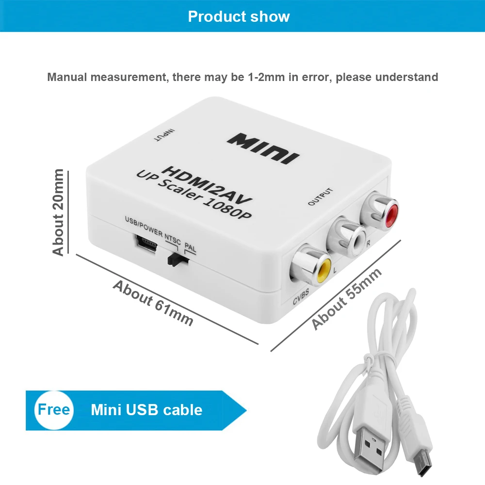 HD 1080P HDMI в Av Box конвертер Rca видео кабель с поддержкой Micro Usb Ntsc Pal выход для
