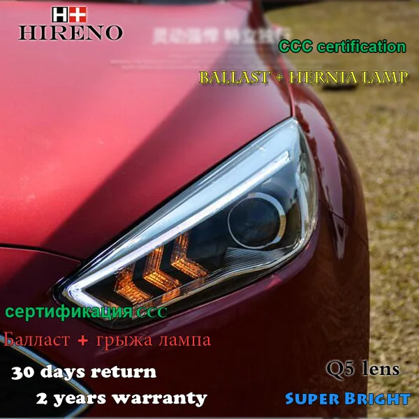 Hireno фары для 2015-2017 Ford Focus Mustang Стиль фар сборки LED DRL ангел объектив двойной луч