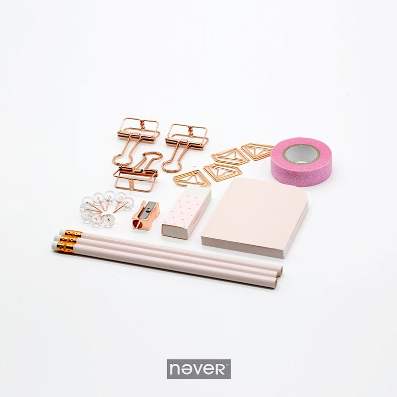 Никогда не розовое золото канцелярские подарочные наборы зажимы булавки точилка