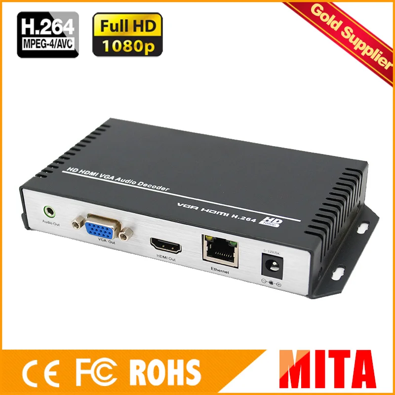 HD H.264 MPEG-4 AVC HMDI + VGA видеодекодер для потока IP с UDP TCP | Электроника