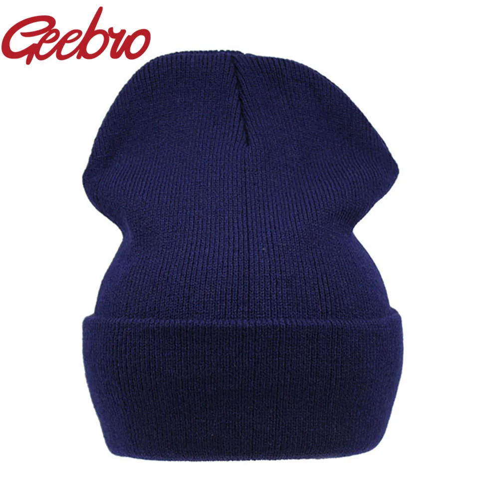 Однотонные повседневные облегающие шапки Geebro шапочка унисекс зимняя теплая