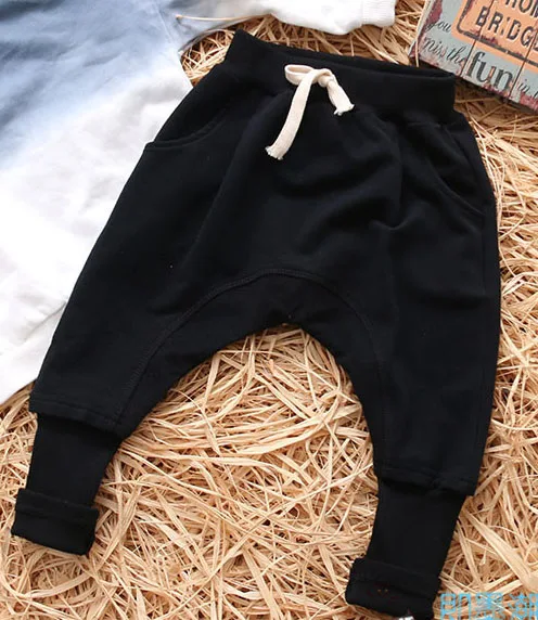 black 1pc Детская одежда на осень и весну, штаны для девочек, детские штаны для маленьких мальчиков, штаны-шаровары, однотонные, черные, серые - Цвет: black 1pc