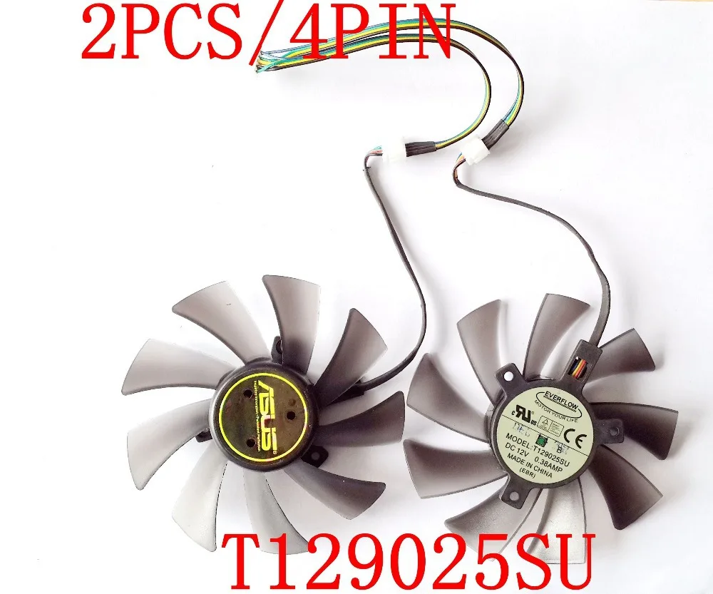 Бесплатная доставка T129025SU 12В 0.38A 4PIN для ASUS HD7970 HD7950 GTX680 DirectCU II вентилятор