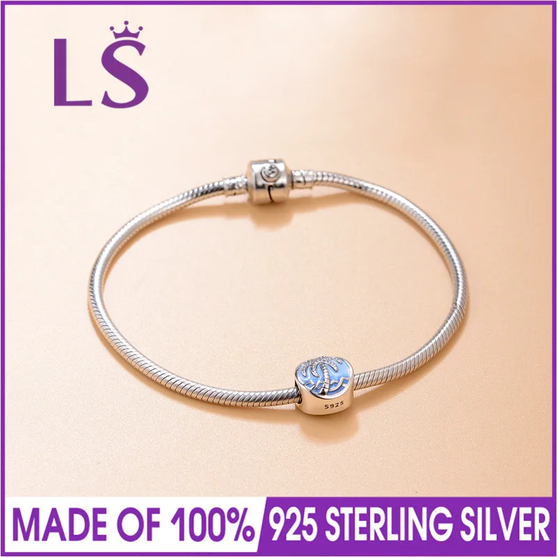 LS Real 925 Sterling Silver Summer Collection Beach Charm Beads Fit Original European Brand Bracelet Authentic DIY Jewelry Gift | Украшения