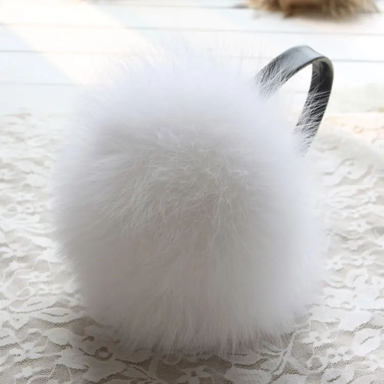 Трендовые зимние полностью кожаные наушники с лисьим мехом теплые женские