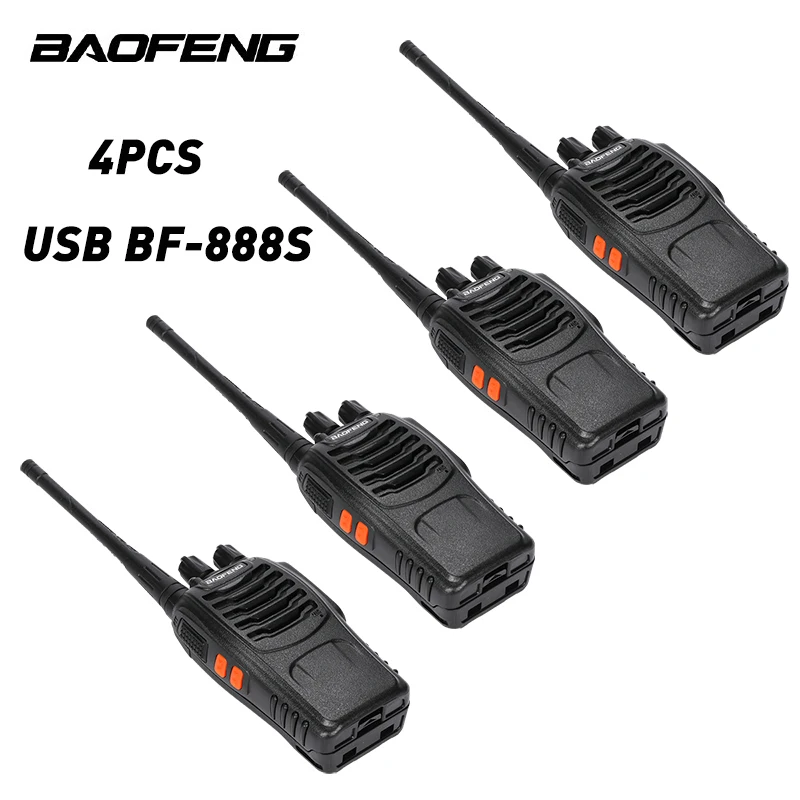 4pcs/lot BaoFeng BF-888S Walkie Talkie  Portable Two-Way Radio Station Comunicador Transmitter Transceiver Radio Set