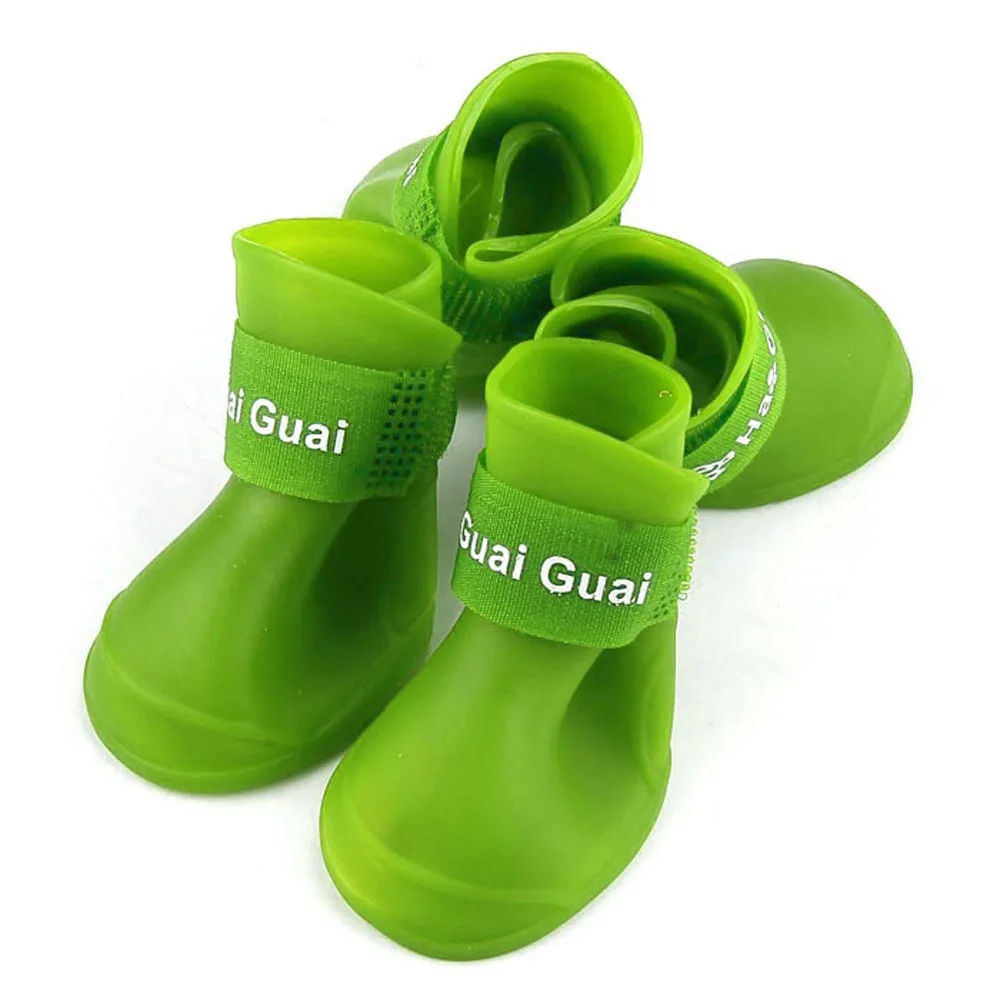 4 шт./компл. силиконовая Обувь для собак водонепроницаемые резиновые сапоги ярких