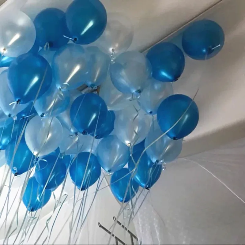 100 шт./комплект 10 дюймов плотные перламутровые воздушные шары синего и белого