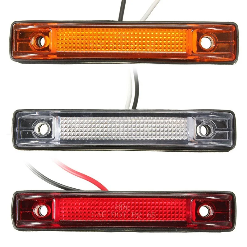 

1Pair 6LED Clearance Side Marker Light Indicator Lamp for 12V 24V Truck Trailer Lorry Red Yellow White