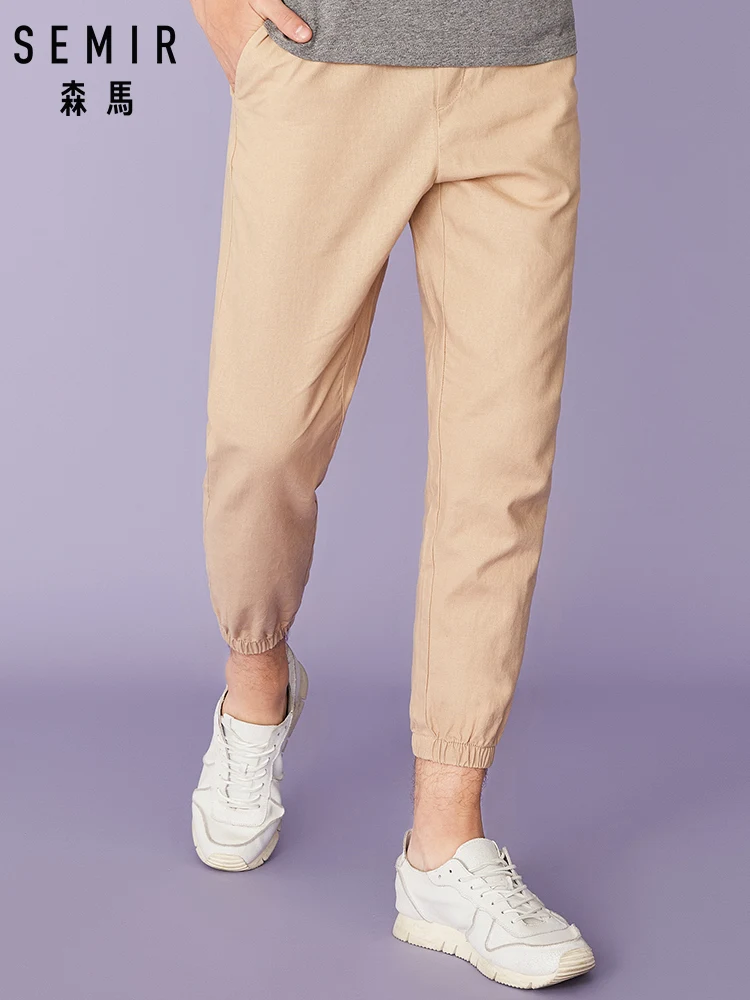 Мужские повседневные брюки SEMIR облегающие из хлопка и льна брендовая одежда