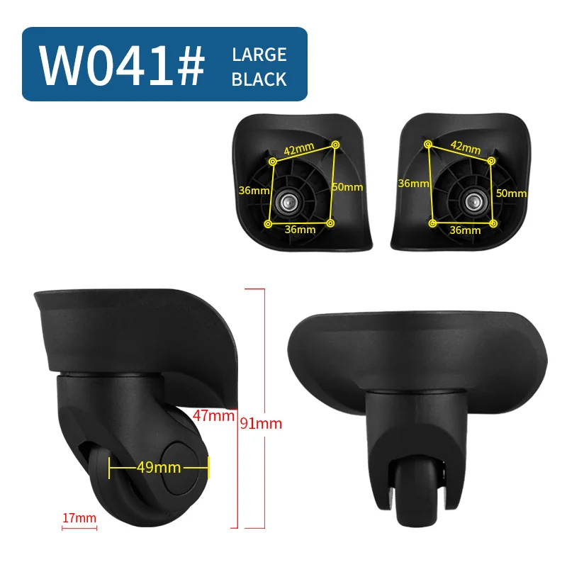 W041 Large Black Замена багажных колес Ремонт 14-30 дюймов аксессуары для багажа ролики Спиннер колеса Замена колес для чемоданов ролики - Цвет: W041 Large Black