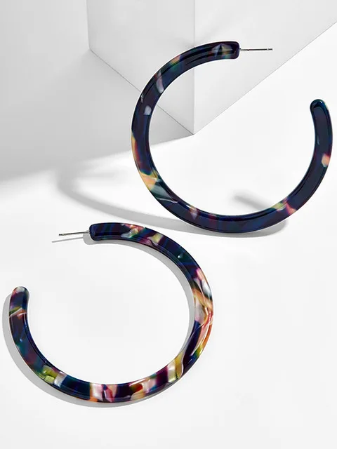 8 Boho Круглый резиновые, акриловые обруч серьги для женщин Bijoux C форма круг обручи сплава себе обручи женские украшения - Окраска металла: 8