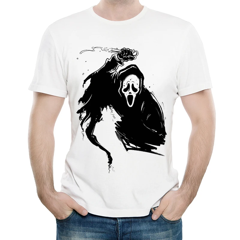 Страшный Фильм КРИК T рубашка на каждый день мужская мода короткий рукав Scream Знак