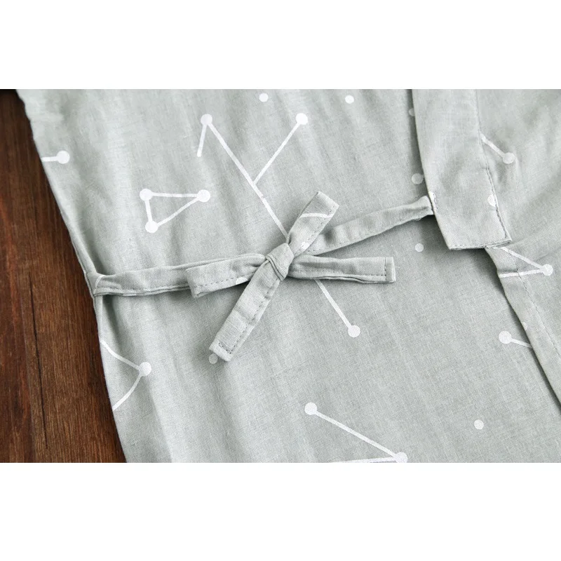 Woven Cotton Japanese Pajamas V-Neck Kimono Pijama Men Pijamas Hombre Couples Spring Summer Lounge Casual Wear Long Pants Set