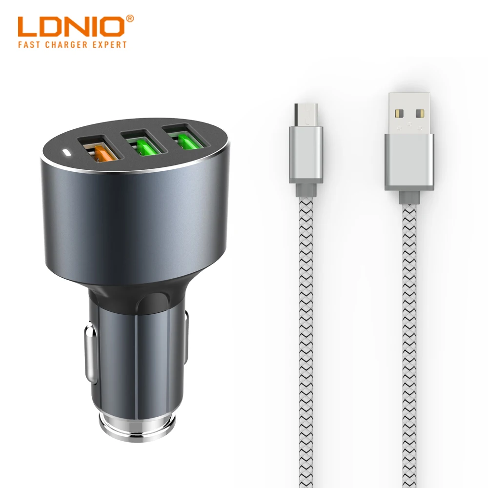 LDNIO C703Q 3.6A QC3.0 Быстрая зарядка три порта быстрое автомобильное зарядное