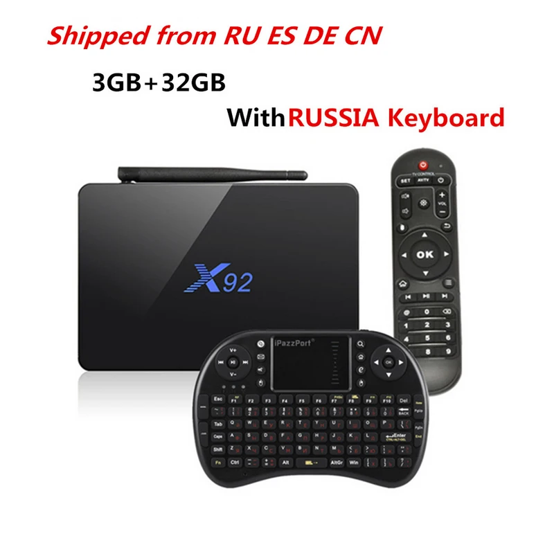 3GB 32GB RU Keyboard Хит X92 ТВ приставка 3 ГБ 32 ГБ Amlogic S912 Восьмиядерный 2,4 ГГц/5,8 ГГц WiFi HDMI смарт-приставка Bluetooth USB 2,0 смарт ТВ приставка - Цвет: 3GB 32GB RU Keyboard