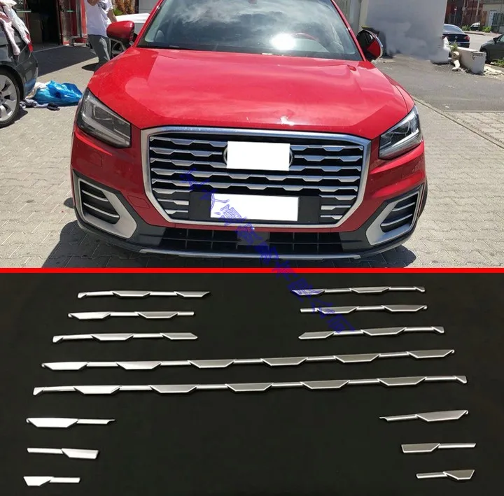 Для AUDI Q2 ABS Хромированная передняя решетка крышки центральной сетки отделка 14 шт