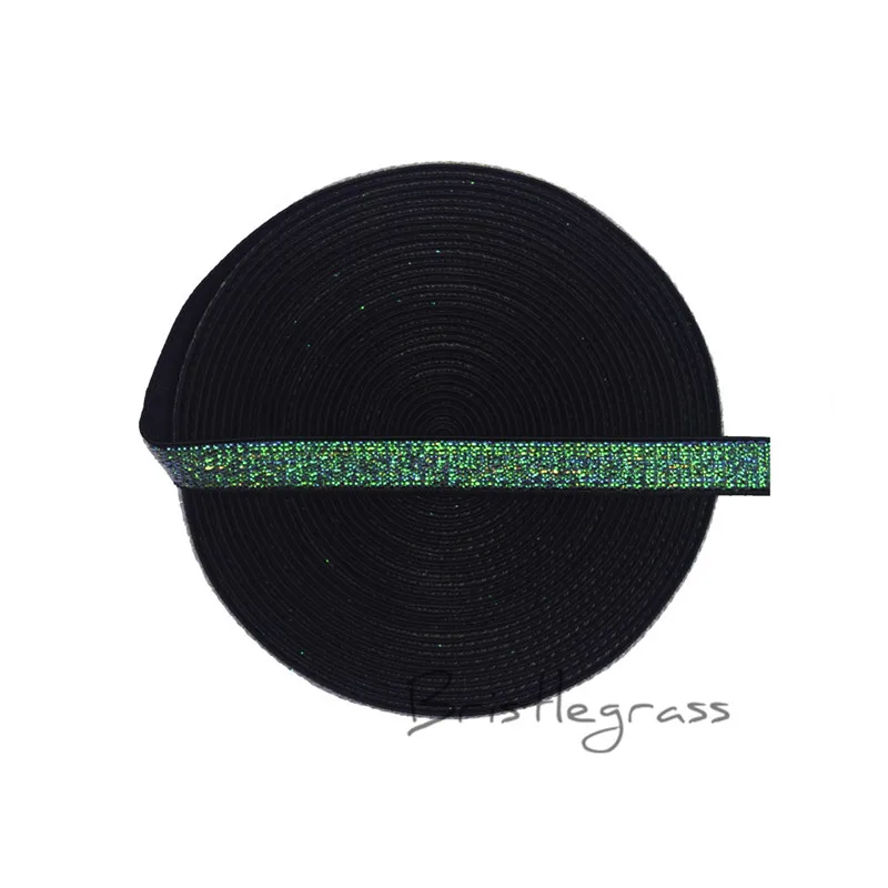 BRISTLEGRASS 10 Yard 3/8&quot 10mm Metallic Glitter Non-foldover Elastic Spandex Band Headband Shoulder Bra Strap Lingerie Lace Trim |
