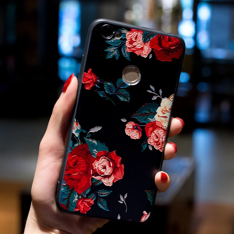 Case For Huawei P20 P30 Honor 6X 7X Lite P10 9 P9 P8 2017 Nova 2 3D Relief Silicone Flower Cover Cases |