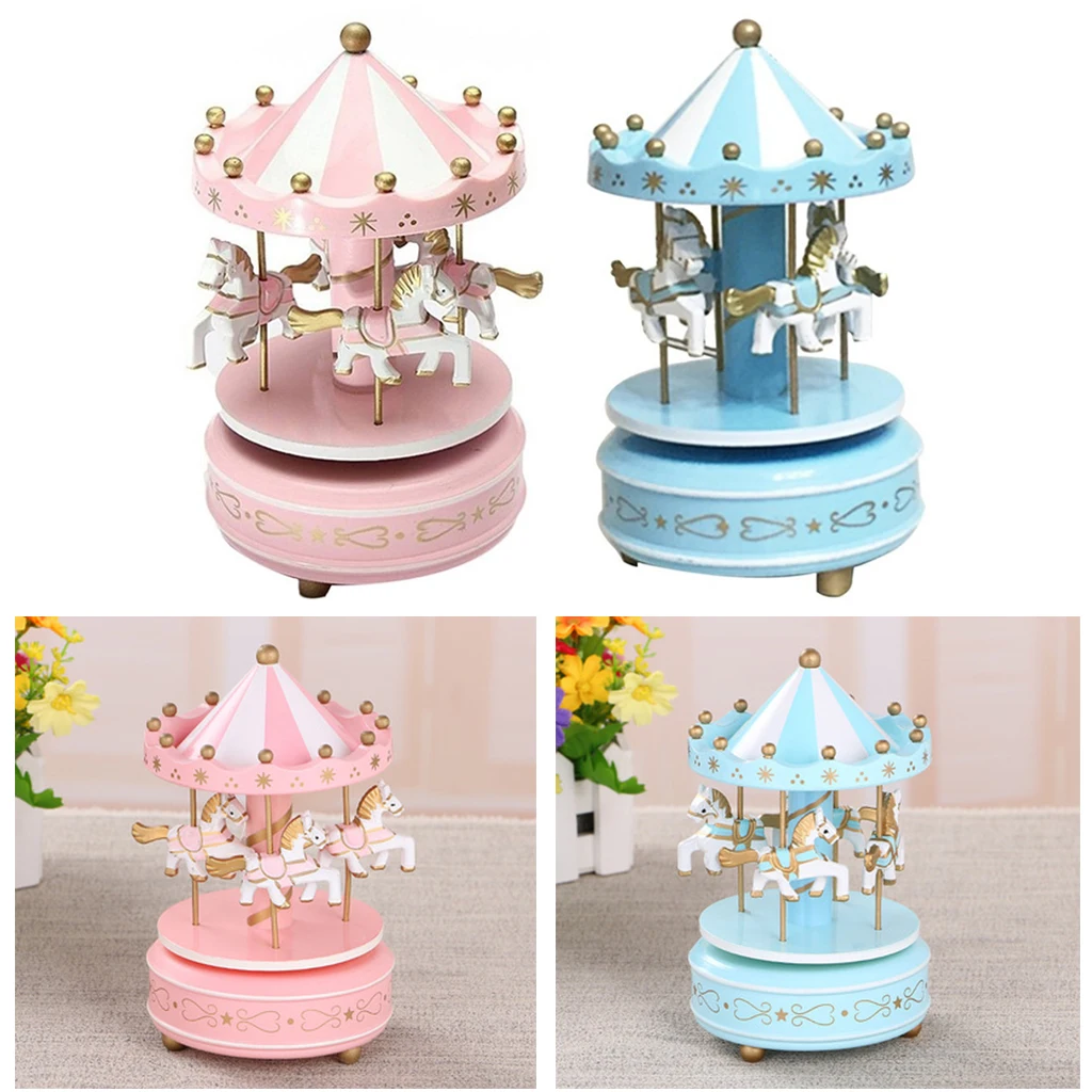 Новая деревянная музыкальная шкатулка Merry Go Детская игра домашний декор карусель