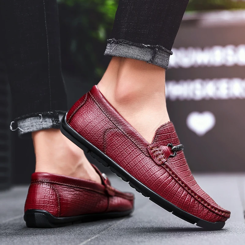 

2020 new style fashion men's shoes casual genuine leather cow loafers male slip on shoe man flats driving shoes for men hot sale