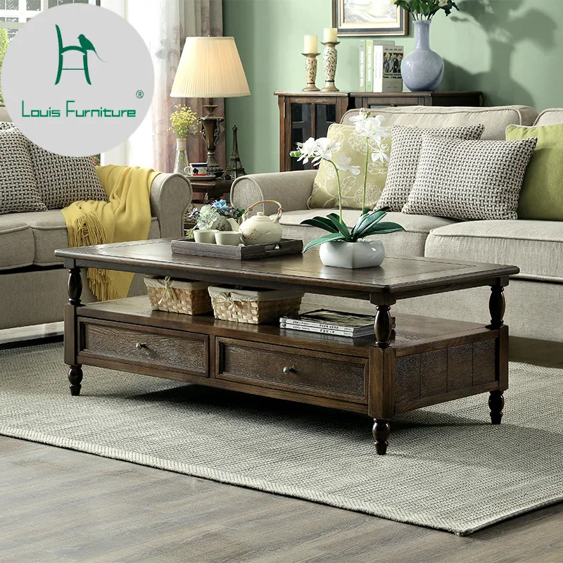 Чайный столик Louis Fashion Sofatables из массива дерева шкафчик для телевизора винтажный