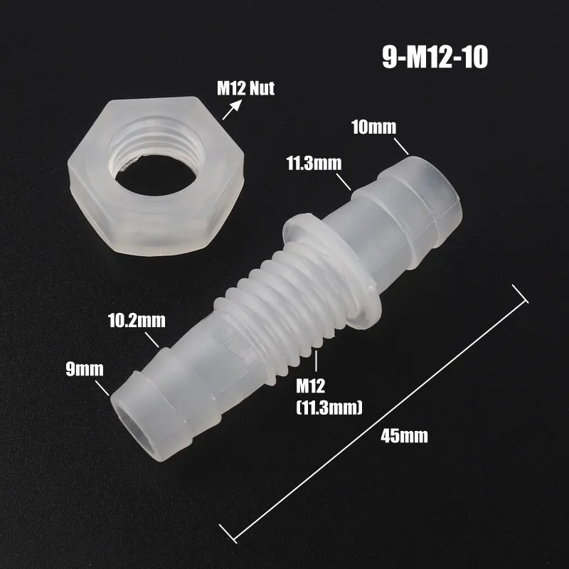 9-M12-10 5 шт. M12~ M16 резьба 8~ 12 мм пагода соединения PP Прямые соединители Шестигранная гайка аквариум воздушный насос фитинги водяной шланг запчасти - Цвет: 9-M12-10