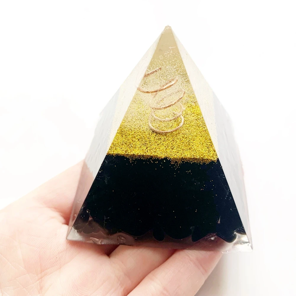 Природные черные обсидиановые бусины кристалл каменная Пирамида Orgonite