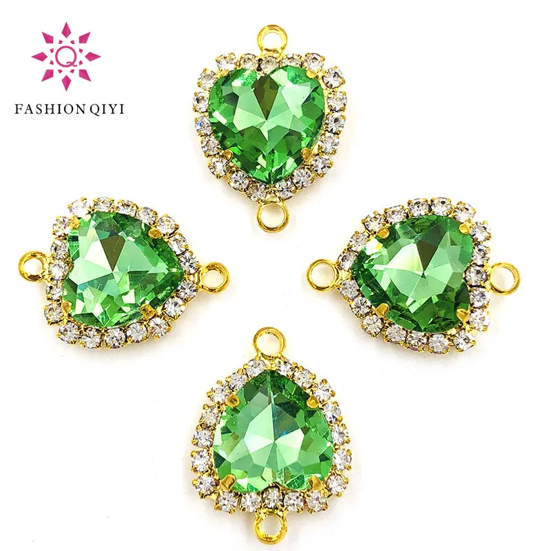 Новинка 12 мм светло зеленая в форме сердца Золотая основа двойная петля