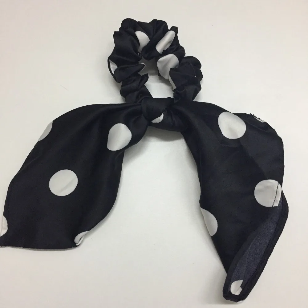 

New arrival Fashion women New lovely knot bow Hair bands dot DIY hair scrunchies girl's hair Tie Accessories Ponytail Holder