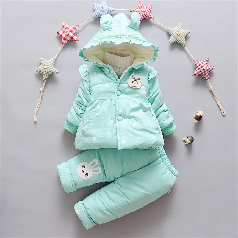 BibiCola/зимняя одежда для маленьких девочек Длинные рукава новорожденных комплекты