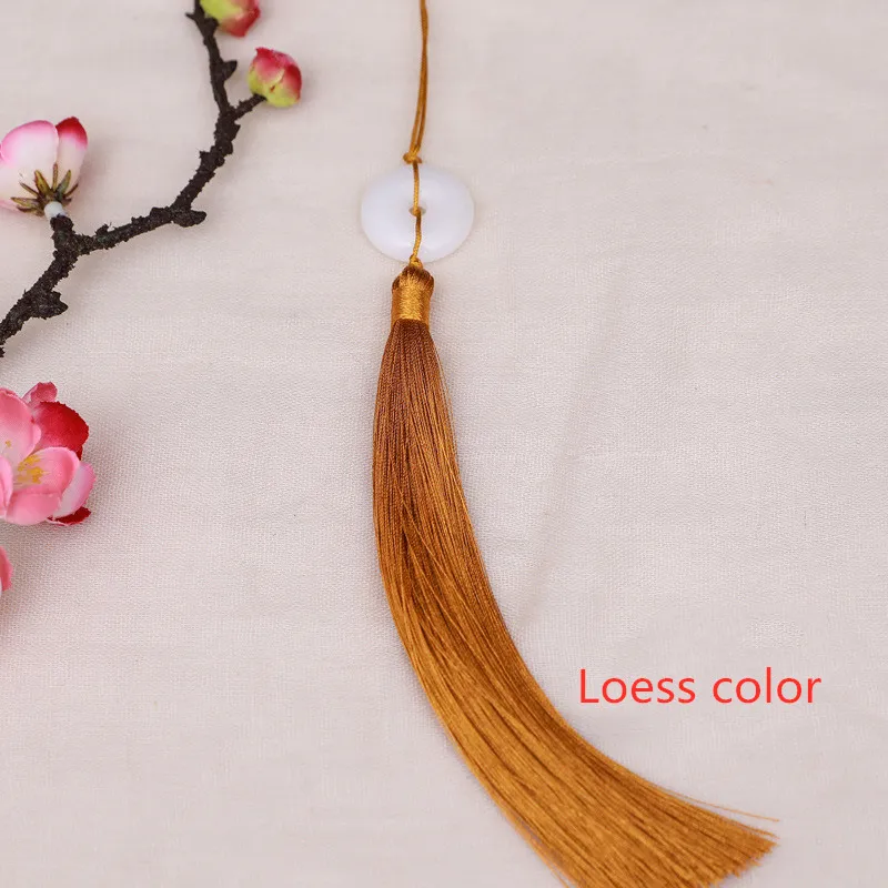 Loess color 5 шт. белая Нефритовая пряжка с символом мира кисточкой самодельный брелок шапки ремни Подвески для изготовления украшений занавес Подвеска для изготовления аксессуаров ремесло кисточкой - Цвет: Loess color