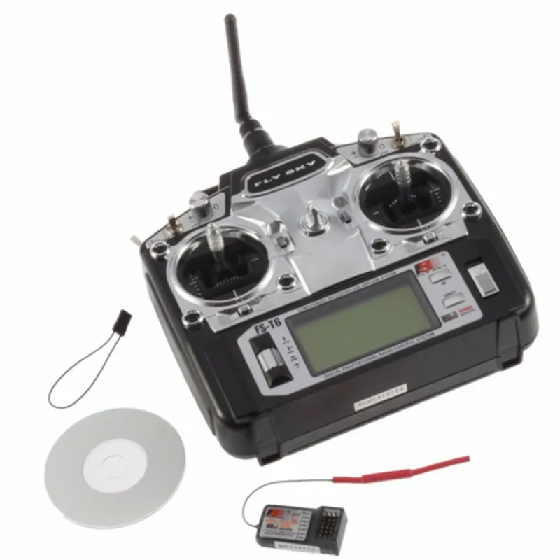 FSFlysky FS-T6 Mode 2 6Channel 2,4G передатчик W lcd экран с FS R6B приемник для вертолета дрона квадрокоптера игрушечный самолет